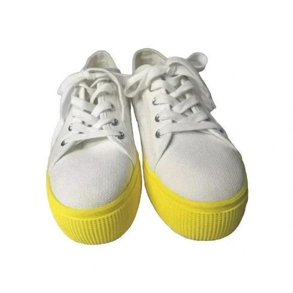 steve madden platform Multicolor fabric upper Lace Up White Shoes Size 7M Women - Picture 8 of 10